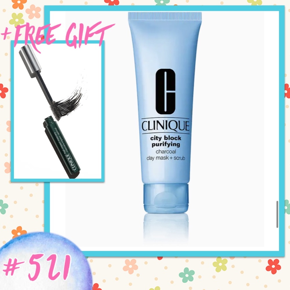 NIB Clinique 100mL Charcoal Mask/Scrub+ Mascara